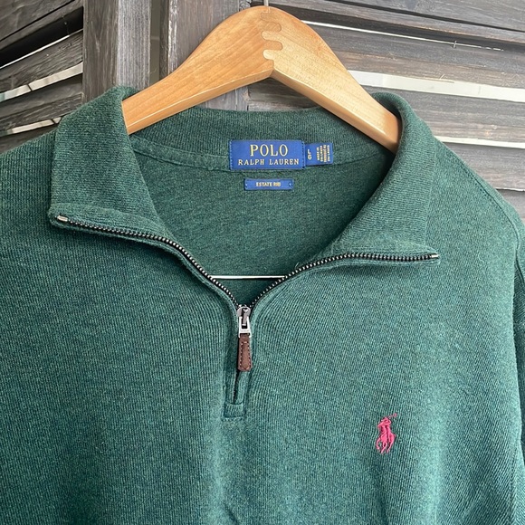 Polo Ralph Lauren Estate-Rib Cotton Quarter-Zip Forrest Green - Picture 2 of 4
